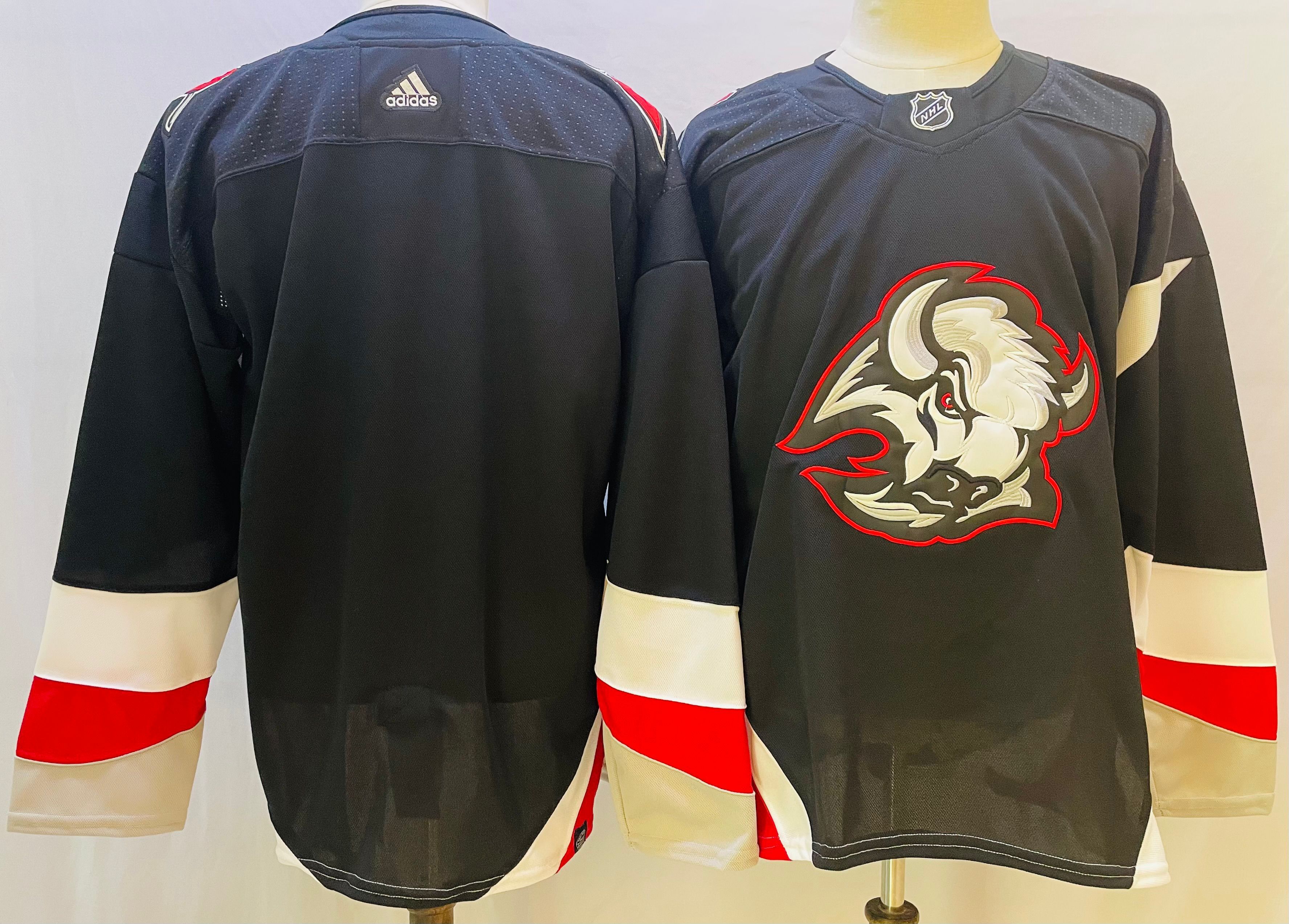 Men Buffalo Sabres Blank Black Throwback 2022 Adidas NHL Jersey
